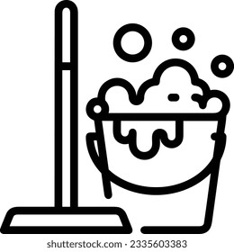 Bucket icon symbol vector image. Illustration of the bucket cleaning equipment washing outline design image. EPS 10