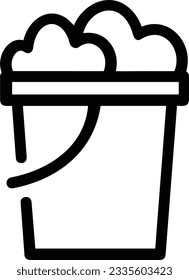 Imagen vectorial del símbolo de icono del cubo. Ilustración de la imagen de diseño del contorno de lavado del equipo de limpieza de cubos. EPS 10