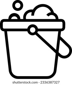 Bucket icon symbol vector image. Illustration of the bucket cleaning equipment washing outline design image. EPS 10