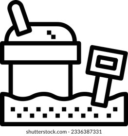 Imagen vectorial del símbolo de icono del cubo. Ilustración de la imagen de diseño del contorno de lavado del equipo de limpieza de cubos. EPS 10