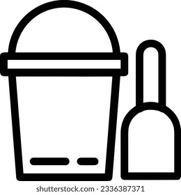 Imagen vectorial del símbolo de icono del cubo. Ilustración de la imagen de diseño del contorno de lavado del equipo de limpieza de cubos. EPS 10