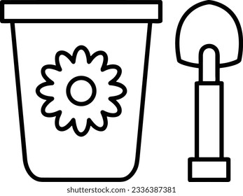 Imagen vectorial del símbolo de icono del cubo. Ilustración de la imagen de diseño del contorno de lavado del equipo de limpieza de cubos. EPS 10
