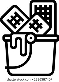 Bucket icon symbol vector image. Illustration of the bucket cleaning equipment washing outline design image. EPS 10