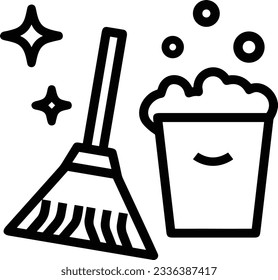 Bucket icon symbol vector image. Illustration of the bucket cleaning equipment washing outline design image. EPS 10
