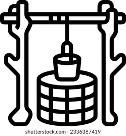 Imagen vectorial del símbolo de icono del cubo. Ilustración de la imagen de diseño del contorno de lavado del equipo de limpieza de cubos. EPS 10