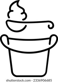 Imagen vectorial del símbolo de icono del cubo. Ilustración de la imagen de diseño del contorno de lavado del equipo de limpieza de cubos. EPS 10