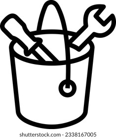 Bucket icon symbol vector image. Illustration of the bucket cleaning equipment washing outline design image. EPS 10