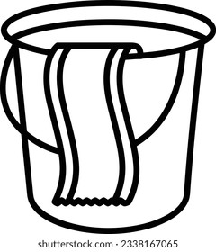Eisensymbol, Vektorbild. Illustration der Eimerreinigungsausrüstung, die das Design der Umrisslinie abbildet. EPS10