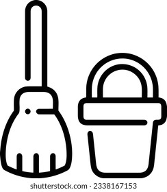 Bucket icon symbol vector image. Illustration of the bucket cleaning equipment washing outline design image. EPS 10