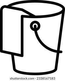 Imagen vectorial del símbolo de icono del cubo. Ilustración de la imagen de diseño del contorno de lavado del equipo de limpieza de cubos. EPS 10