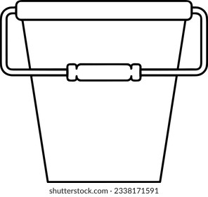 Imagen vectorial del símbolo de icono del cubo. Ilustración de la imagen de diseño del contorno de lavado del equipo de limpieza de cubos. EPS 10