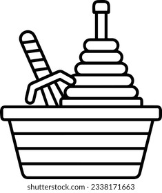 Bucket icon symbol vector image. Illustration of the bucket cleaning equipment washing outline design image. EPS 10