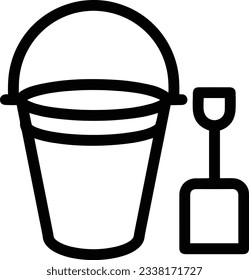 Imagen vectorial del símbolo de icono del cubo. Ilustración de la imagen de diseño del contorno de lavado del equipo de limpieza de cubos. EPS 10