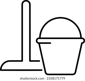Bucket icon symbol vector image. Illustration of the bucket cleaning equipment washing outline design image. EPS 10