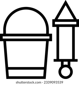 Bucket icon symbol vector image. Illustration of the bucket cleaning equipment washing outline design image. EPS 10