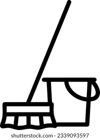 Bucket icon symbol vector image. Illustration of the bucket cleaning equipment washing outline design image. EPS 10