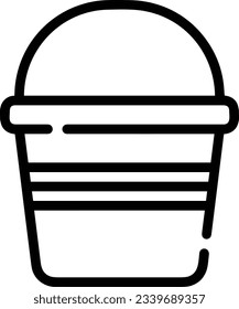 Imagen vectorial del símbolo de icono del cubo. Ilustración de la imagen de diseño del contorno de lavado del equipo de limpieza de cubos. EPS 10