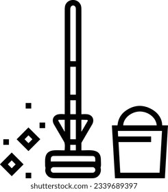 Bucket icon symbol vector image. Illustration of the bucket cleaning equipment washing outline design image. EPS 10