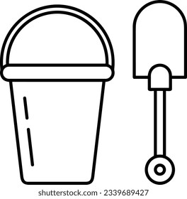 Bucket icon symbol vector image. Illustration of the bucket cleaning equipment washing outline design image. EPS 10