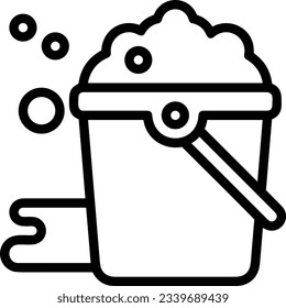 Imagen vectorial del símbolo de icono del cubo. Ilustración de la imagen de diseño del contorno de lavado del equipo de limpieza de cubos. EPS 10