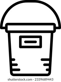 Imagen vectorial del símbolo de icono del cubo. Ilustración de la imagen de diseño del contorno de lavado del equipo de limpieza de cubos. EPS 10
