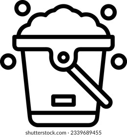 Imagen vectorial del símbolo de icono del cubo. Ilustración de la imagen de diseño del contorno de lavado del equipo de limpieza de cubos. EPS 10
