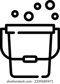 Eisensymbol, Vektorbild. Illustration der Eimerreinigungsausrüstung, die das Design der Umrisslinie abbildet. EPS10