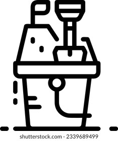 Imagen vectorial del símbolo de icono del cubo. Ilustración de la imagen de diseño del contorno de lavado del equipo de limpieza de cubos. EPS 10