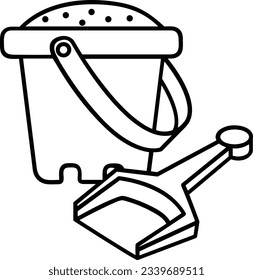 Bucket icon symbol vector image. Illustration of the bucket cleaning equipment washing outline design image. EPS 10