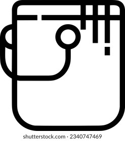 Eisensymbol, Vektorbild. Illustration der Eimerreinigungsausrüstung, die das Design der Umrisslinie abbildet. EPS10