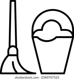 Bucket icon symbol vector image. Illustration of the bucket cleaning equipment washing outline design image. EPS 10