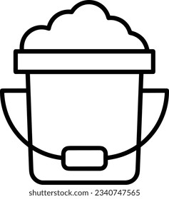 Imagen vectorial del símbolo de icono del cubo. Ilustración de la imagen de diseño del contorno de lavado del equipo de limpieza de cubos. EPS 10