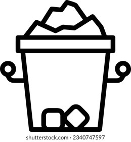 Imagen vectorial del símbolo de icono del cubo. Ilustración de la imagen de diseño del contorno de lavado del equipo de limpieza de cubos. EPS 10