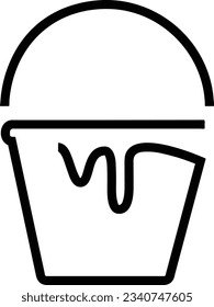 Imagen vectorial del símbolo de icono del cubo. Ilustración de la imagen de diseño del contorno de lavado del equipo de limpieza de cubos. EPS 10