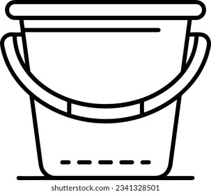 Imagen vectorial del símbolo de icono del cubo. Ilustración de la imagen de diseño del contorno de lavado del equipo de limpieza de cubos. EPS 10