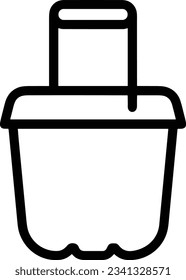 Imagen vectorial del símbolo de icono del cubo. Ilustración de la imagen de diseño del contorno de lavado del equipo de limpieza de cubos. EPS 10