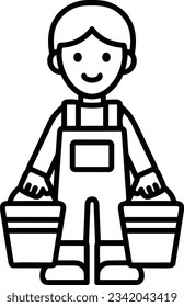 Bucket icon symbol vector image. Illustration of the bucket cleaning equipment washing outline design image. EPS 10