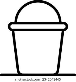 Imagen vectorial del símbolo de icono del cubo. Ilustración de la imagen de diseño del contorno de lavado del equipo de limpieza de cubos. EPS 10