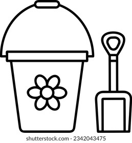 Bucket icon symbol vector image. Illustration of the bucket cleaning equipment washing outline design image. EPS 10