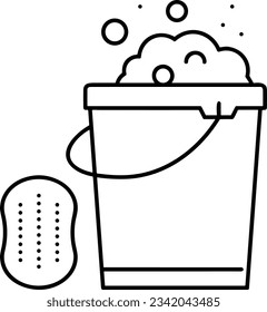 Imagen vectorial del símbolo de icono del cubo. Ilustración de la imagen de diseño del contorno de lavado del equipo de limpieza de cubos. EPS 10