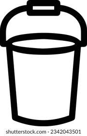 Imagen vectorial del símbolo de icono del cubo. Ilustración de la imagen de diseño del contorno de lavado del equipo de limpieza de cubos. EPS 10