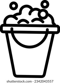 Bucket icon symbol vector image. Illustration of the bucket cleaning equipment washing outline design image. EPS 10