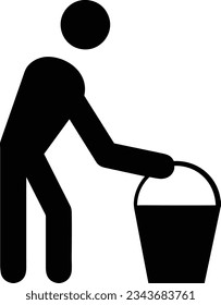 Imagen vectorial del símbolo de icono del cubo. Ilustración de la imagen de diseño del contorno de lavado del equipo de limpieza de cubos. EPS 10