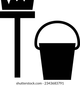 Imagen vectorial del símbolo de icono del cubo. Ilustración de la imagen de diseño del contorno de lavado del equipo de limpieza de cubos. EPS 10