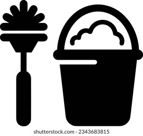 Bucket icon symbol vector image. Illustration of the bucket cleaning equipment washing outline design image. EPS 10