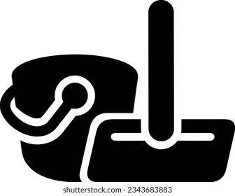 Eisensymbol, Vektorbild. Illustration der Eimerreinigungsausrüstung, die das Design der Umrisslinie abbildet. EPS10