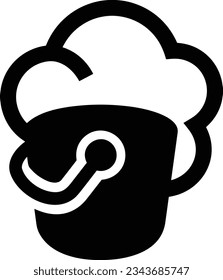 Eisensymbol, Vektorbild. Illustration der Eimerreinigungsausrüstung, die das Design der Umrisslinie abbildet. EPS10