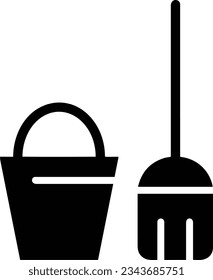 Bucket icon symbol vector image. Illustration of the bucket cleaning equipment washing outline design image. EPS 10