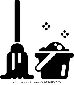 Bucket icon symbol vector image. Illustration of the bucket cleaning equipment washing outline design image. EPS 10