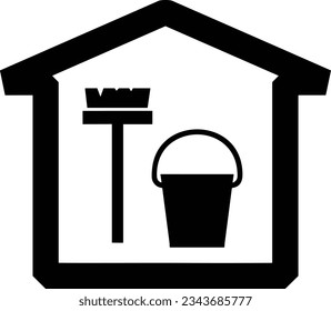 Bucket icon symbol vector image. Illustration of the bucket cleaning equipment washing outline design image. EPS 10